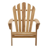 Chaise de jardin en teck vue de face avec accoudoirs élégants