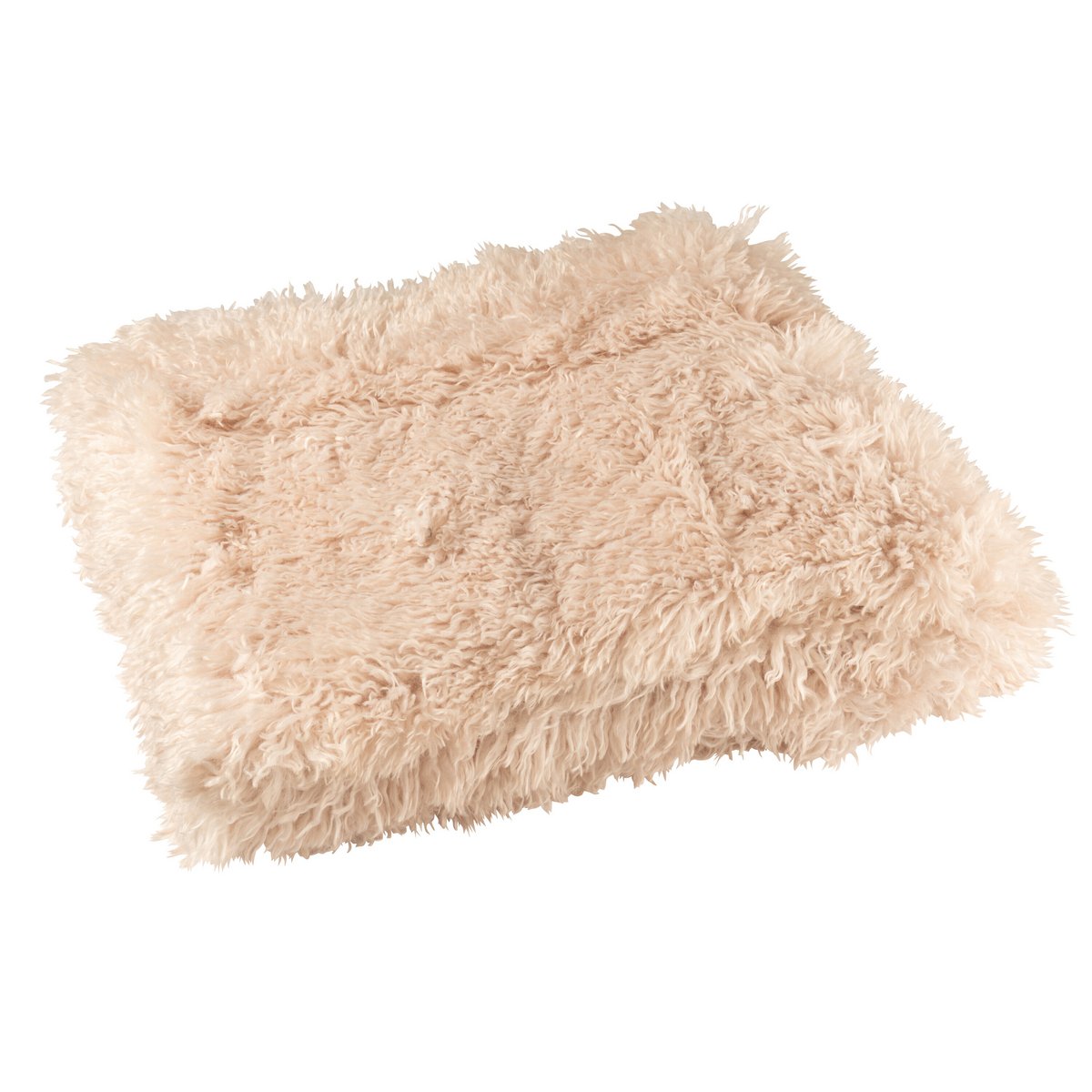 Couverture J-Line Moutie beige, vue d'ensemble sur un canapé.