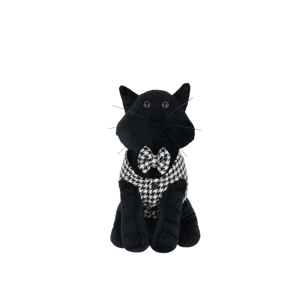 Butée de porte J-Line Cat Pied-De-Poule - vue avant avec motif Pied-De-Poule noir et blanc