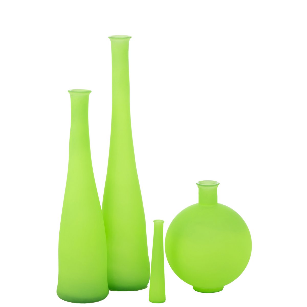 Vase Bottle J-Line en verre vert, 100 cm de haut, vue de face