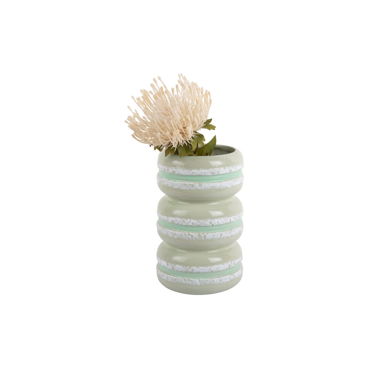 Vase Macaron vert, gros plan sur la texture céramique et la forme ludique
