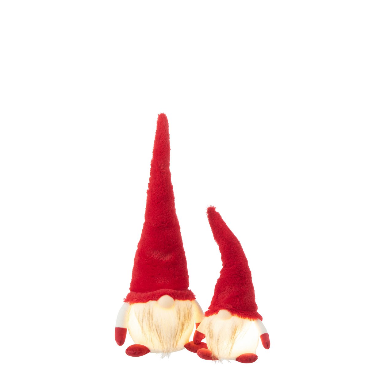 Détail du textile rouge du gnome J-Line, texture visible