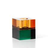Bougeoir The Gem Blocks en verre ambre vert, vue de face
