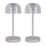 2 Set LED Battery Table Light "Gomba" pour l'extérieur et à l'intérieur, en métal et en plastique en blanc, 18,5 cm de haut