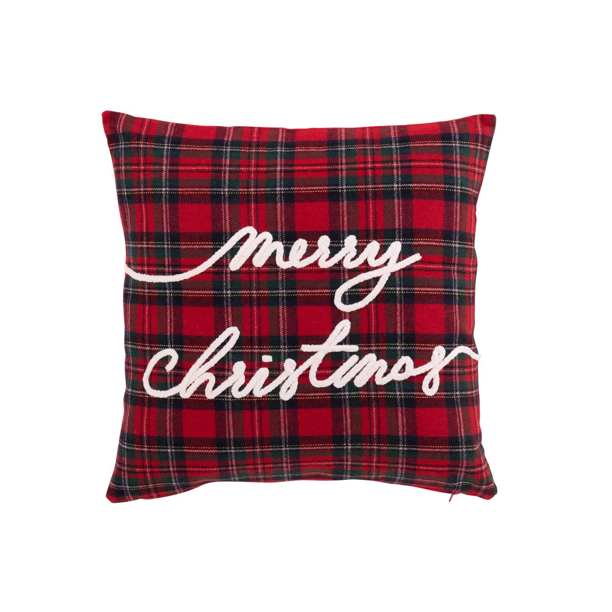 Coussin de Noël J-Line Merry Christmas - laine - rouge/blanc