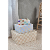 Boîte de Rangement Mana Mix - Ensemble de 3 boîtes en carton avec motif d'échecs.