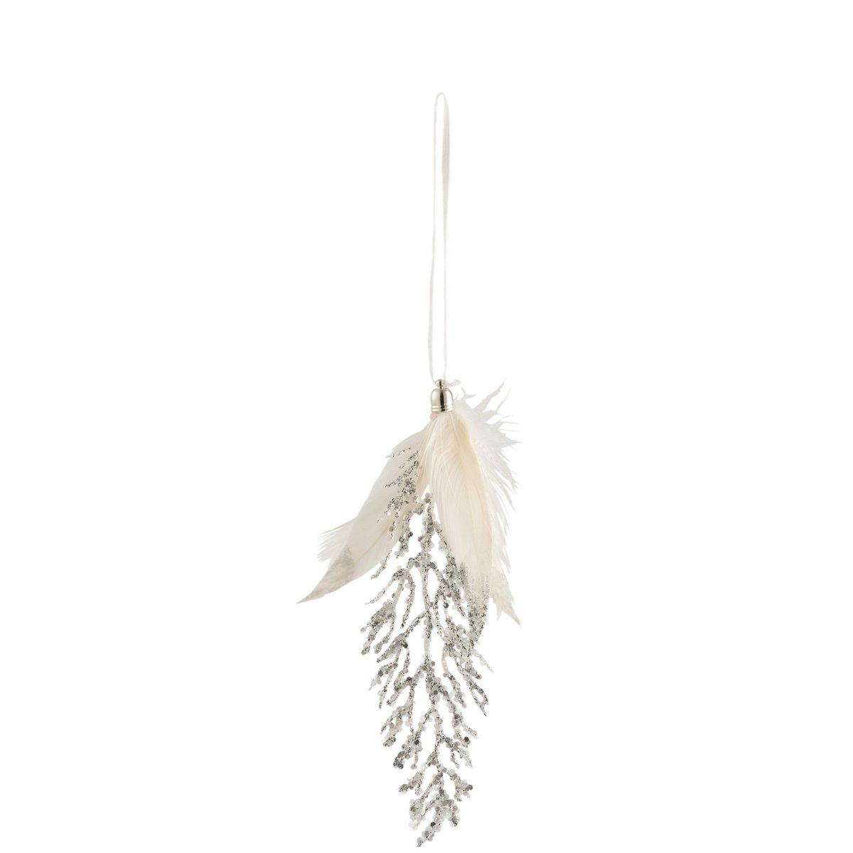 Détail du pendentif de Noël J-Line avec plumes et pierre