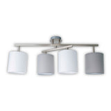 4 plafonds "Tilde", lampe plafond en métal classique et textile en gris avec une prise E27, 82 cm de long, les parapluies sont réglables, idéaux pour le salon, la salle à manger et la chambre
