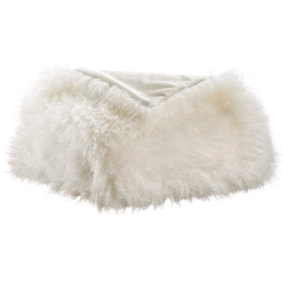 Plaid Betani Neige 130 x 160 cm en fausse fourrure blanche, élégant et doux