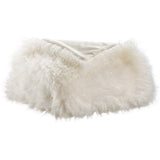 Plaid Betani Neige 130 x 160 cm en fausse fourrure blanche, élégant et doux
