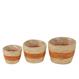 Lot de 3 paniers J-Line rayures maïs naturel/orange, vue d'ensemble