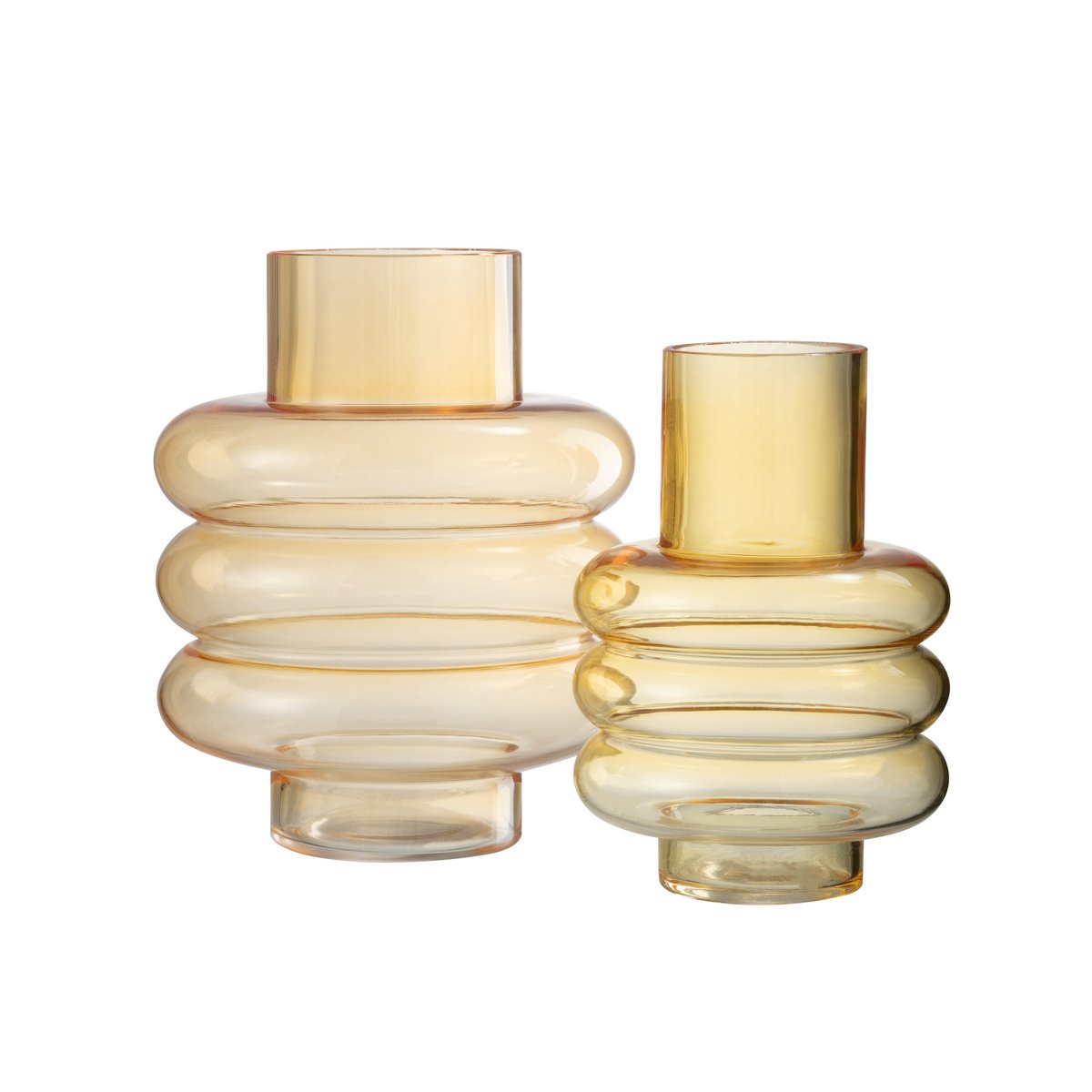 Vase Lima en verre jaune, vue latérale montrant la forme élégante