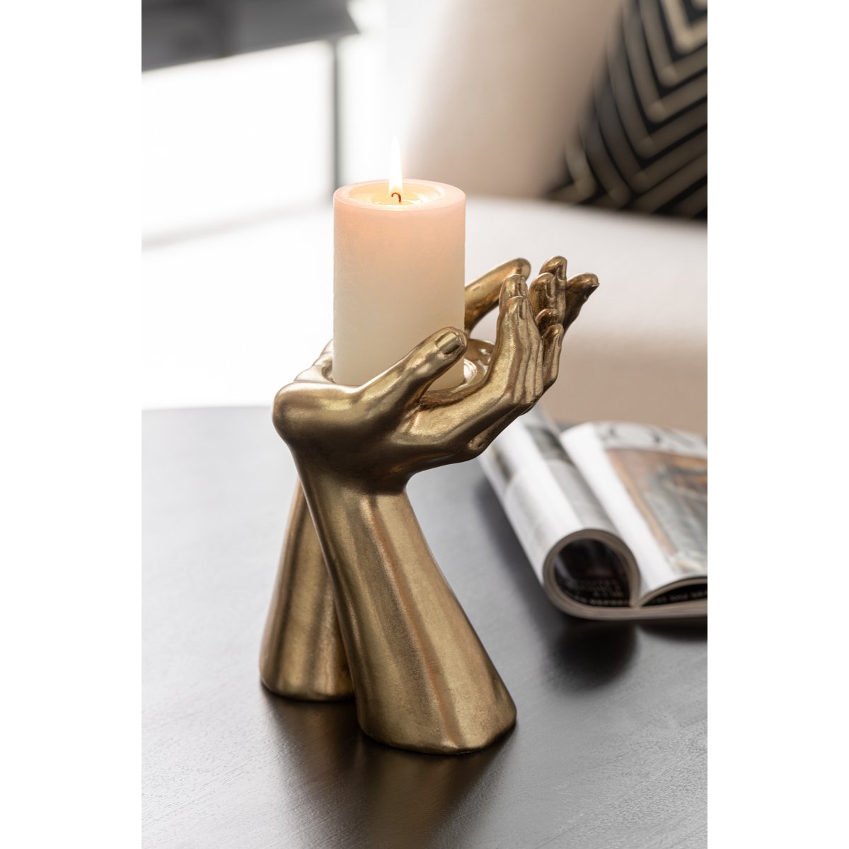 Bougeoir J-Line avec bougie, décor intérieur raffiné