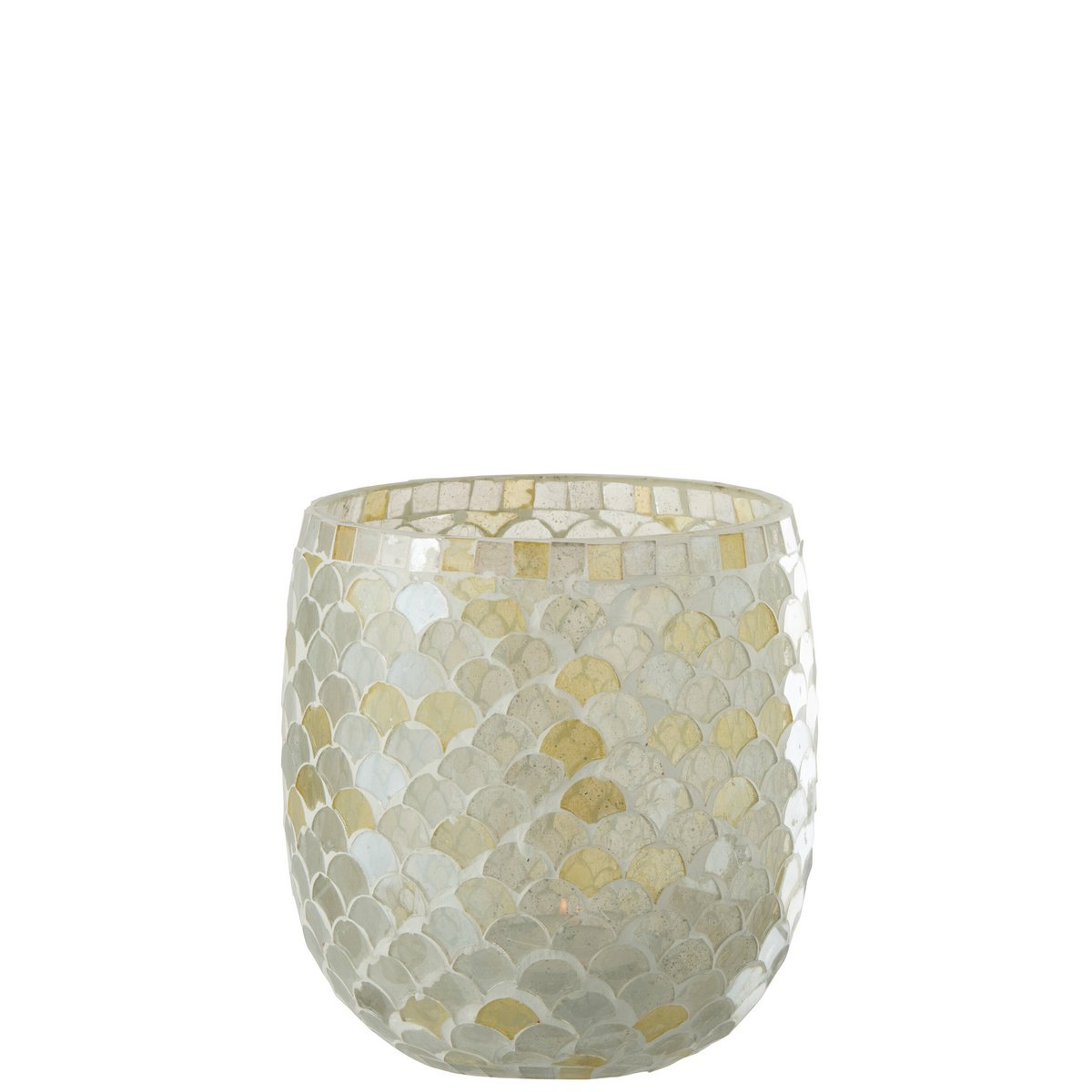 Bougeoir Mosaic en verre jaune J-Line, vue de face