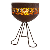Lumière solaire décorative LED avec support, 34,5 cm de haut pour l'extérieur, en métal de couleur rouille et en plastique, LED fermement installé