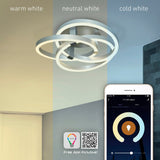 LED DE PLAGE LED HOME SMART "Diva" Ø 70 cm, plafonnier en métal, en aluminium brossé et en plastique blanc, avec de nombreuses fonctions, des LED fermement construites, l'éclairage pour le salon, le bureau de la salle à manger ou le couloir