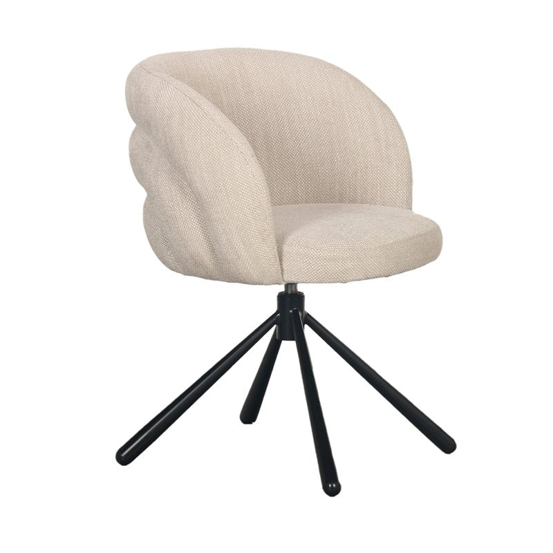 Chaise rotative Pebble Beige avec design organique et tissu moelleux