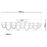 Plafond LED "Belleza", lampe à plafond en métal moderne et le plastique en nickel Matt et White, avec des LED fermement construites, 100 cm de long. L'éclairage idéal pour le salon, la salle à manger ou la cuisine.
