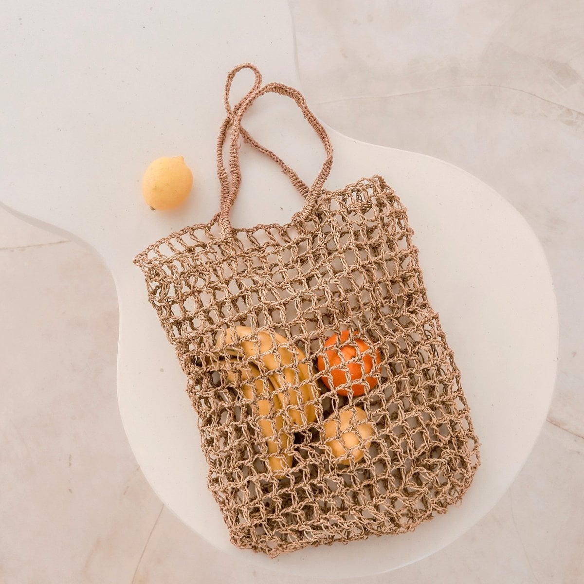 Sac à cordes en raphia CANANG, tissé à la main, couleur naturelle