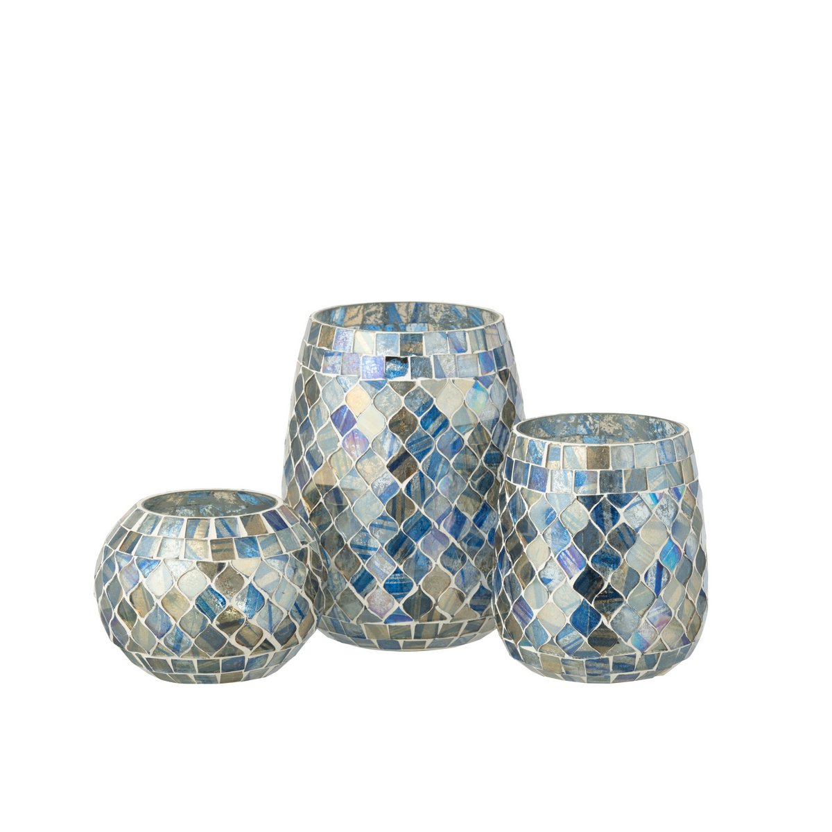 Bougeoir J-Line Mosaic, ambiance cosy avec bougie allumée