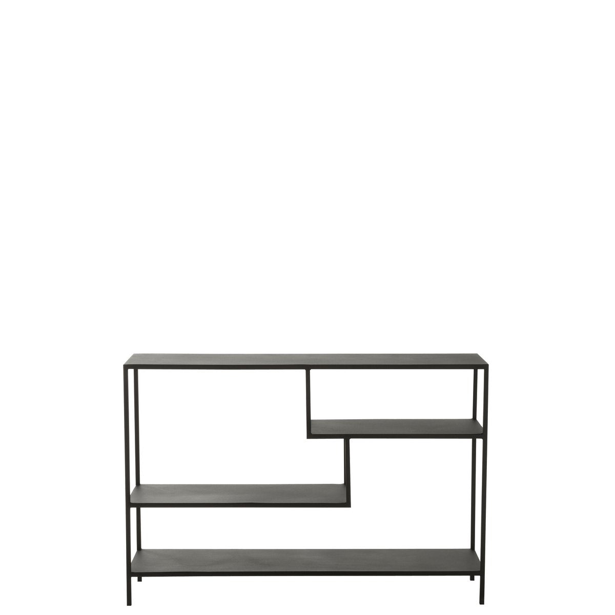 Étagère J-Line en métal noir vue de face, design moderne et épuré.