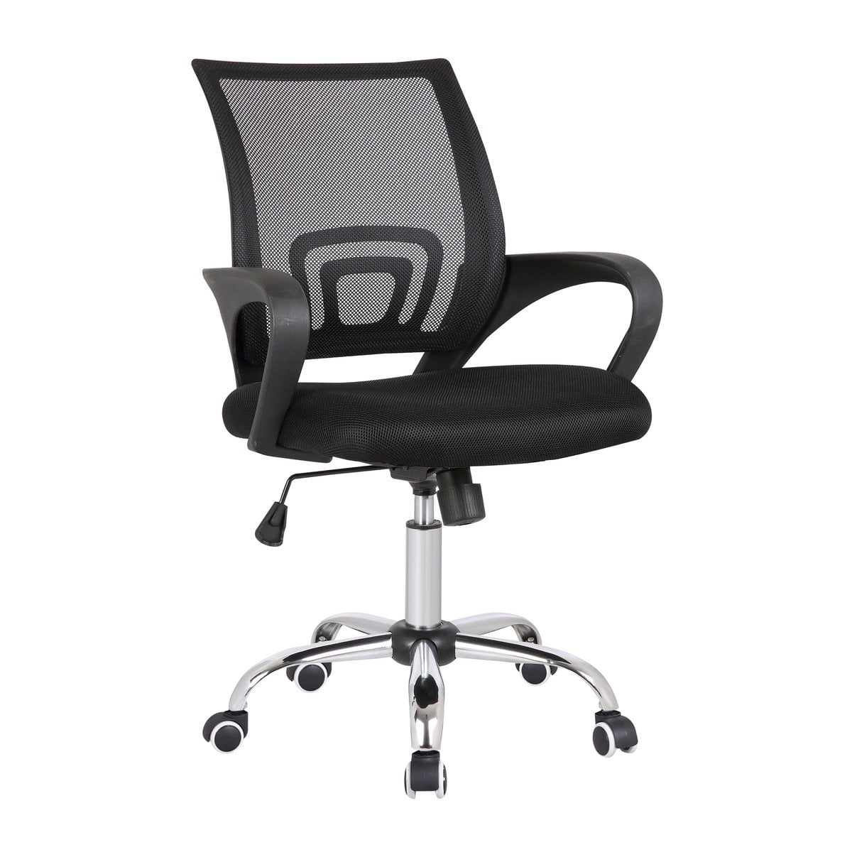 Vue latérale de la chaise de bureau avec dossier en tissu maillé