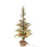 Sapin de Noël J-Line avec LED rouge et sac en jute, vue d'ensemble