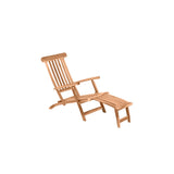 Chaise longue en teck avec repose-pieds vue latérale