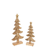 Sapin de Noël en bois doré J-Line, vue de face, élégant et festif