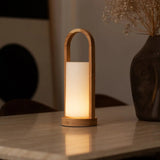Lampe de table rechargeable en bois marron clair Evie