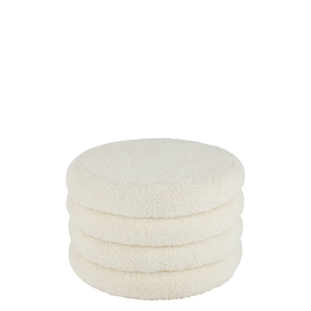 Pouf Rond Teddy J-Line en polyester blanc, détail du tissu