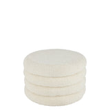 Pouf Rond Teddy J-Line en polyester blanc, détail du tissu