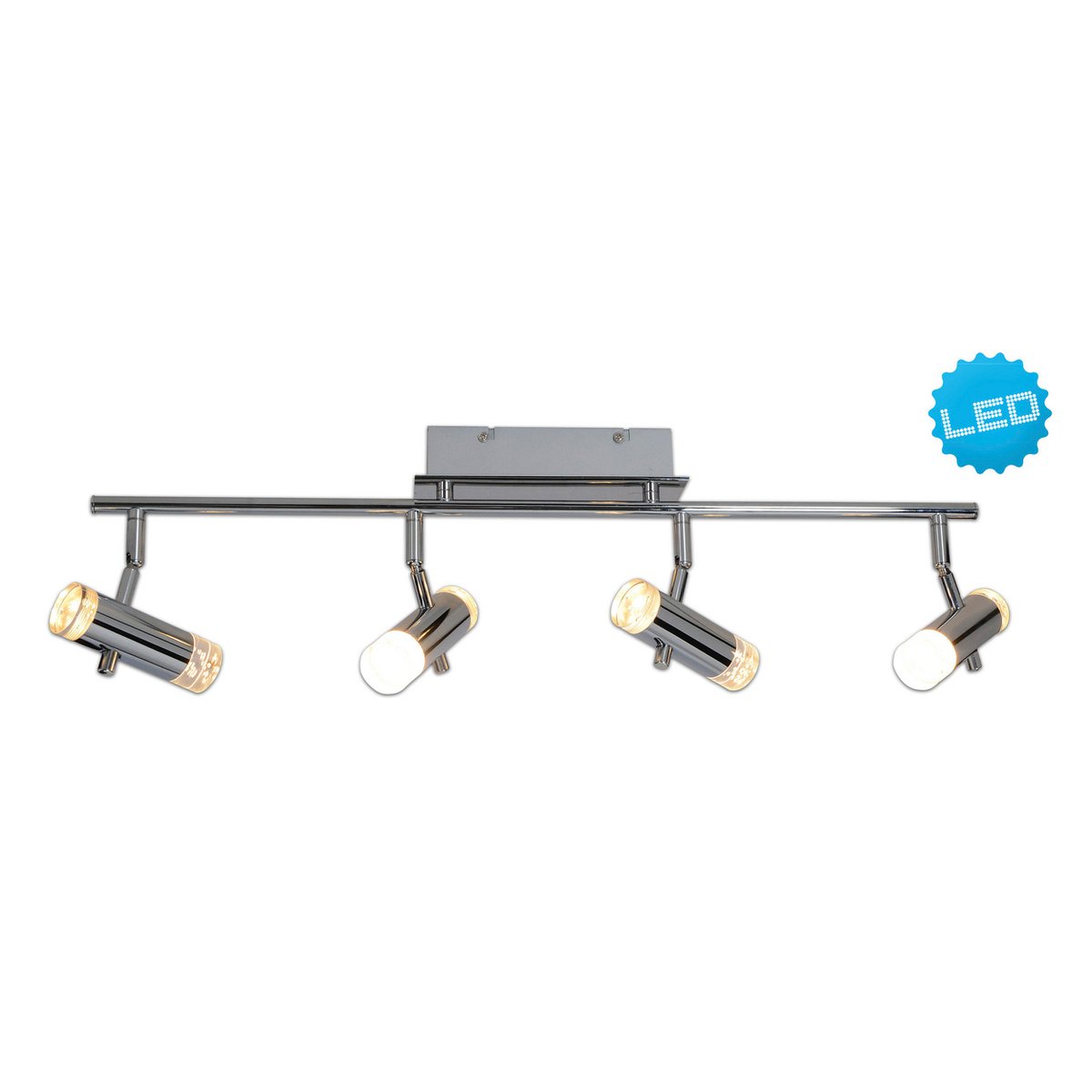 Plafond LED "Garda" de 66 cm de long, avec des LED intégrées, en métal et acrylique colorants chromés