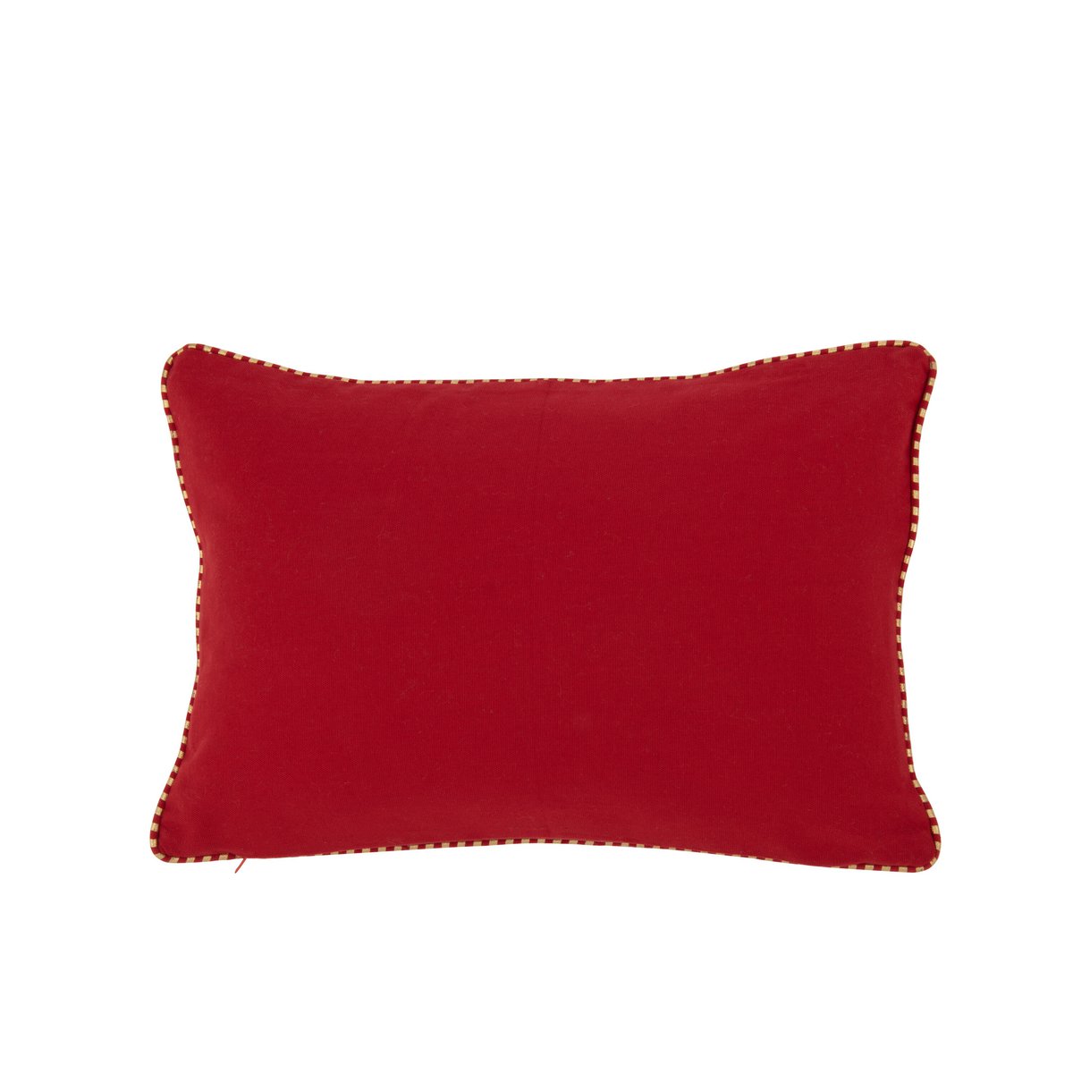 Coussin J-Line Bonheur rouge et or sur canapé