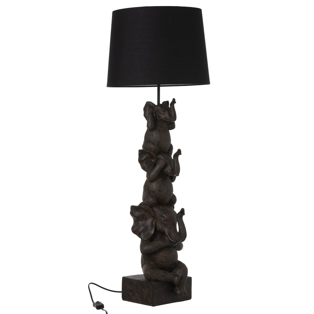 Vue rapprochée de la texture polyrésine marron de la lampe J-Line