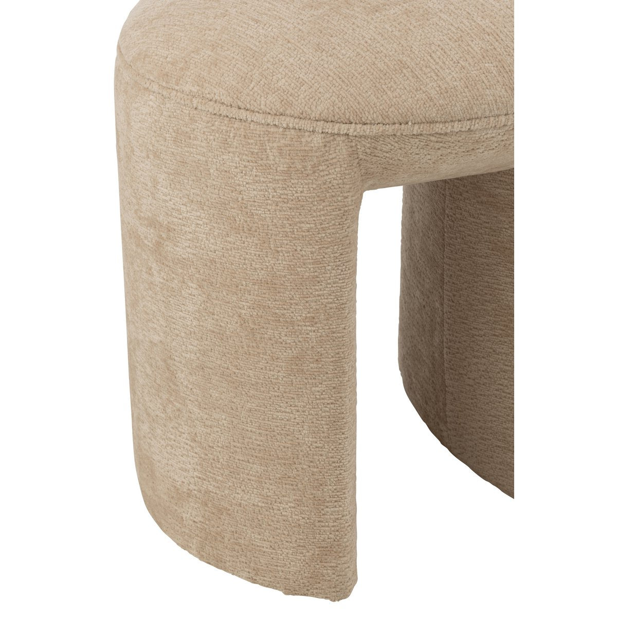 Tabouret J-Line rond en textile beige, détails du tissu