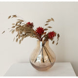 Vase en verre de luxe moderne, finition électrolytique, couleur ocre
