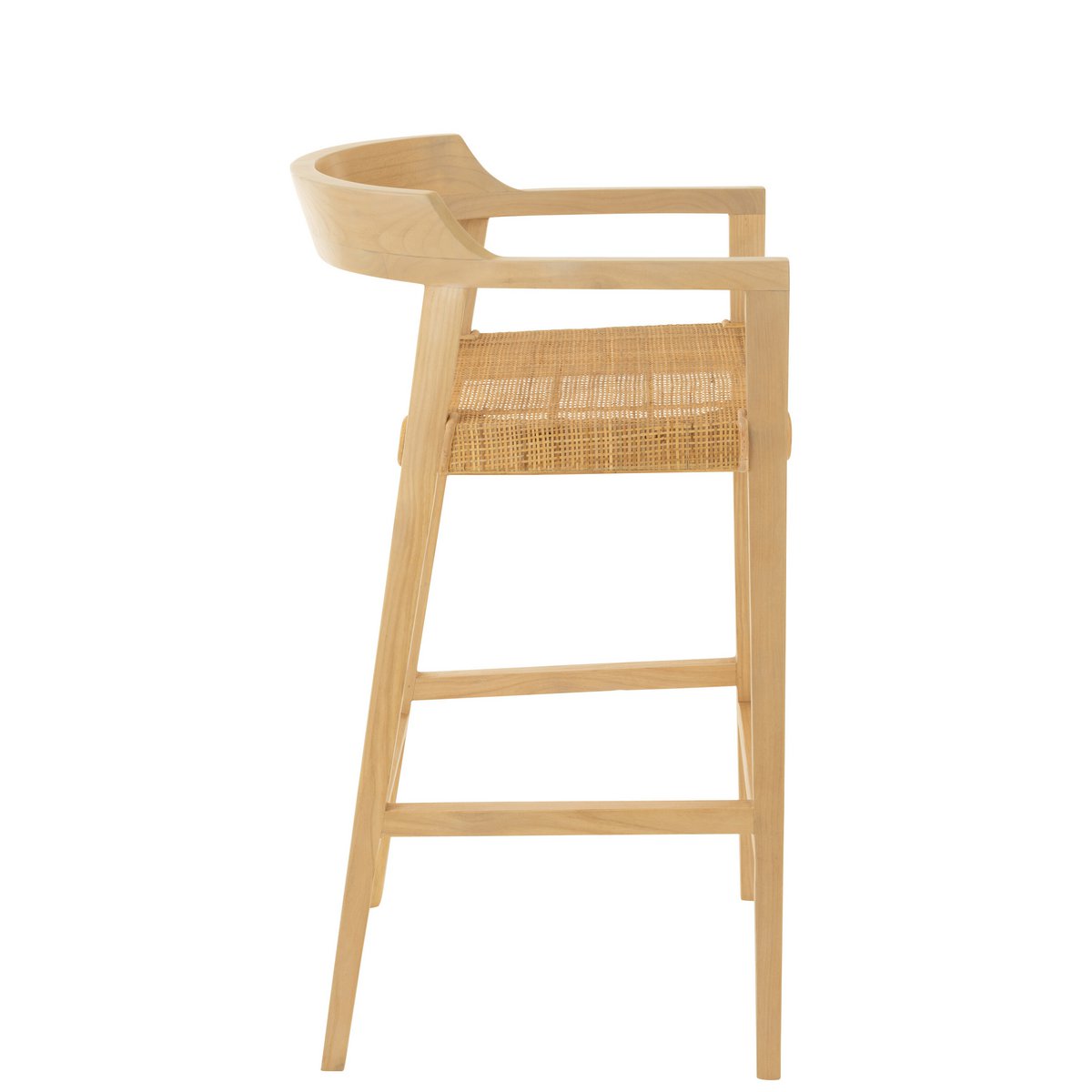 Chaise de bar J-Line Emma en bois naturel vue de côté