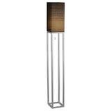 Lampe debout "Alfa", lampadaire moderne en métal et textile en chrome / gris foncé, avec une prise E27, 150,5 cm de haut, lampe chic pour le couloir, le salon et le bureau