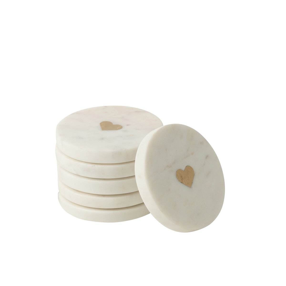 Lot de 6 dessous de verre J-Line en marbre blanc - présentation