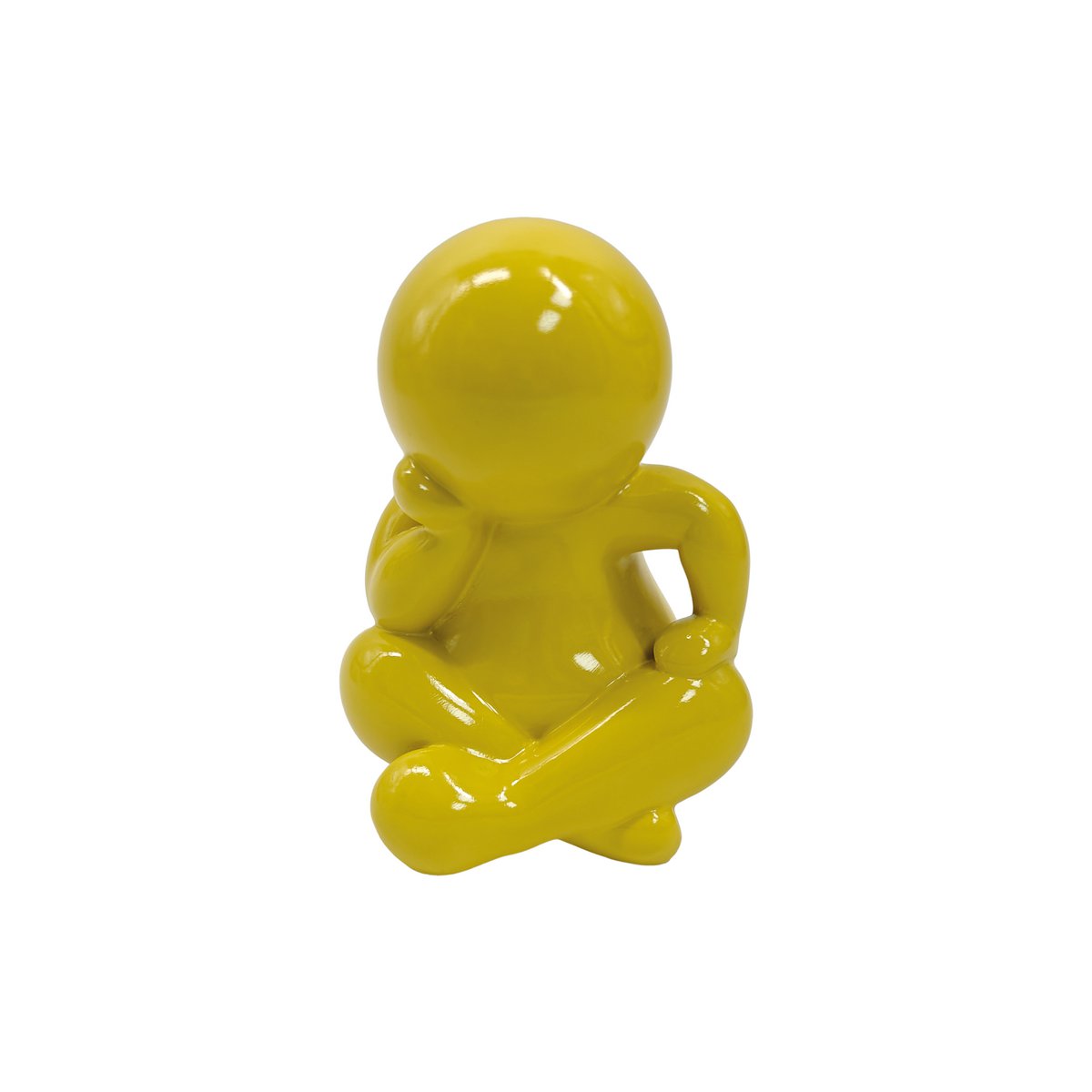Statue Amigo Assis Moyen en polyresine jaune, vue de face
