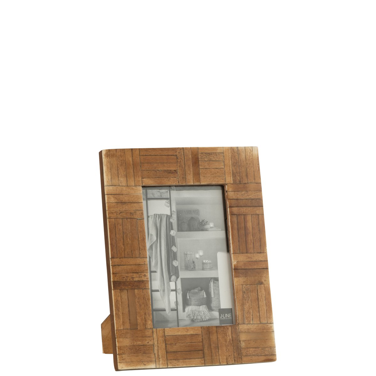 Cadre photo rectangle marron en bois et corne, vue de face