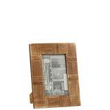 Cadre photo rectangle marron en bois et corne, vue de face