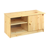 Vue de l'armoire à chaussures ouverte montrant les compartiments