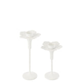 J-Line Set De 2 Bougeoirs Oldies Métal Blanc