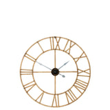Horloge murale J-Line Roman en métal naturel, vue de face avec cadran élégant