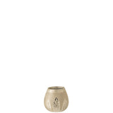 Bougeoir J-Line Leaf Round en verre argenté avec détails de feuilles