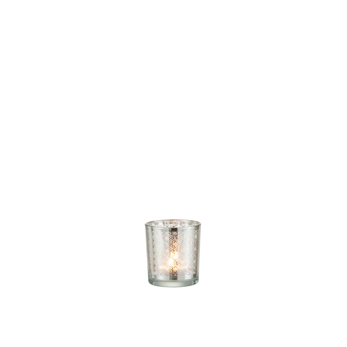 Bougeoir J-Line Oriental en verre argenté, vue de face