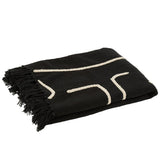 Plaid J-Line en coton noir et blanc, parfait pour la décoration intérieure