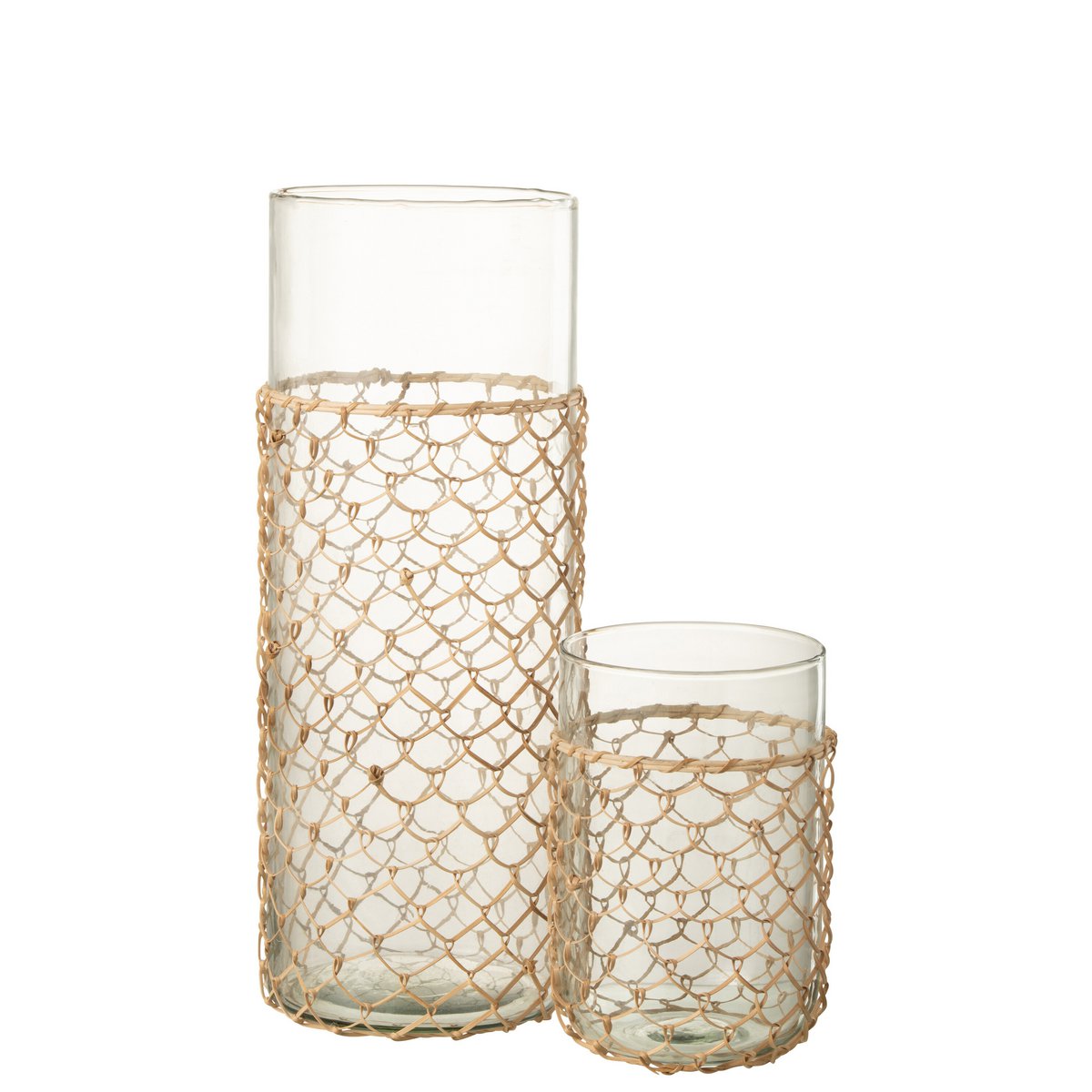 Vase Tricot J-Line en verre transparent, vue de face